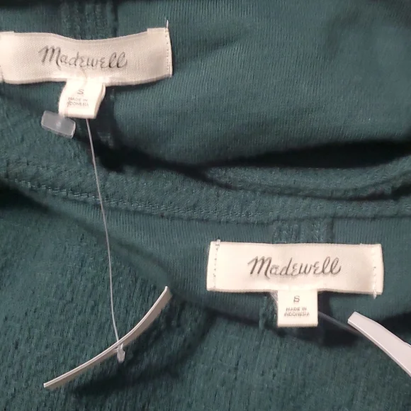 NWT MADEWELL TEXTURE&THREAD FULL SLEEVE DEEP GREEN V-NECK BLOUSE SIZE SMALL - Picture 6 of 9